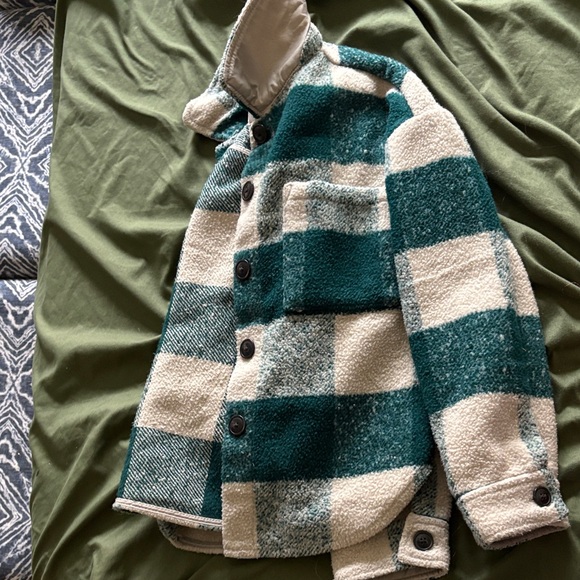 GAP Kids Teal and Cream Checkered Jacket - Picture 3 of 3